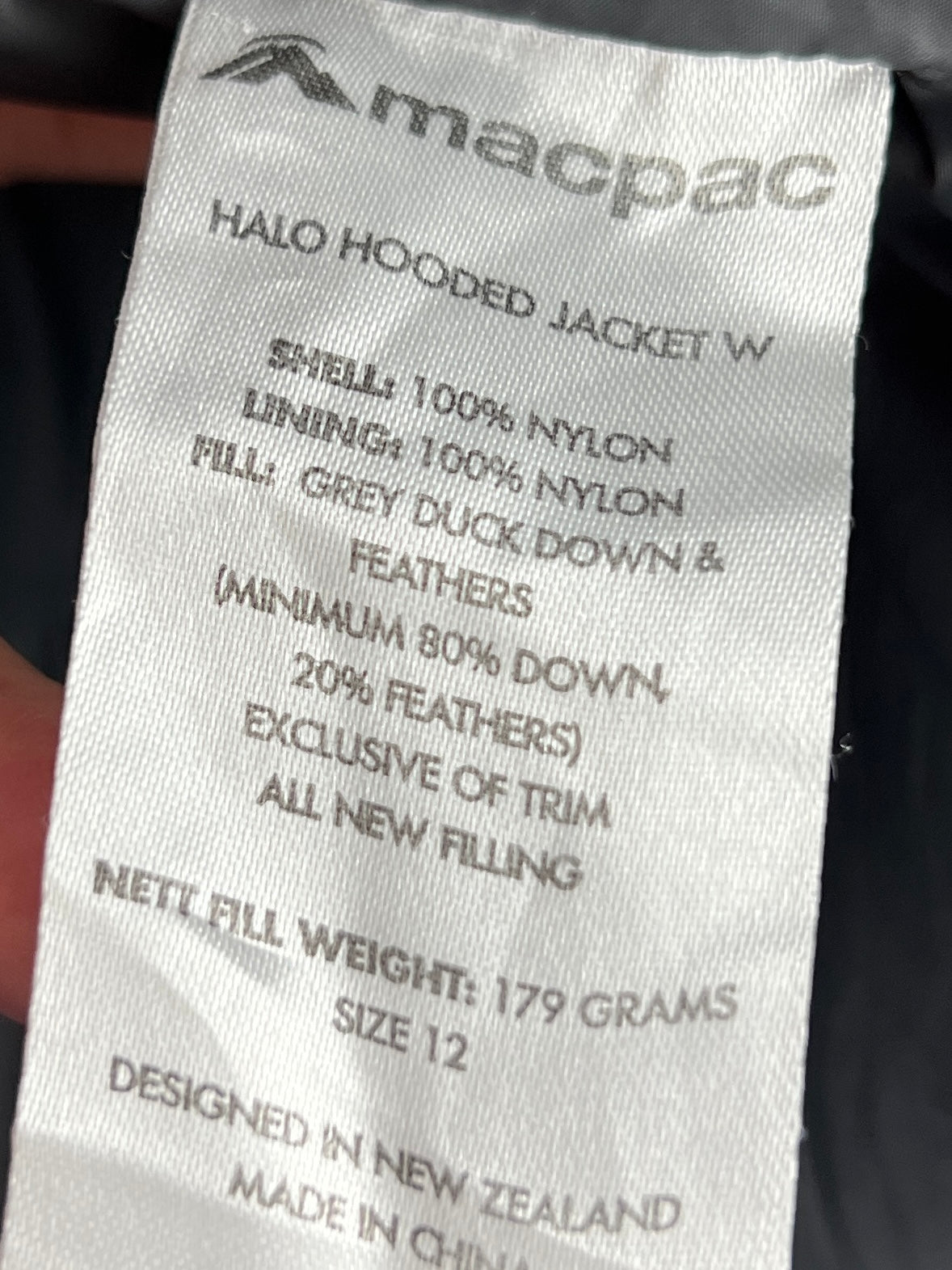 Macpac Halo Hooded Duck Down Jacket ā Teal Blue & Grey