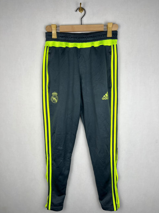 Adidas Real Madrid Men's Dark Grey Solar Yellow 3-Stripes Training Track Pants