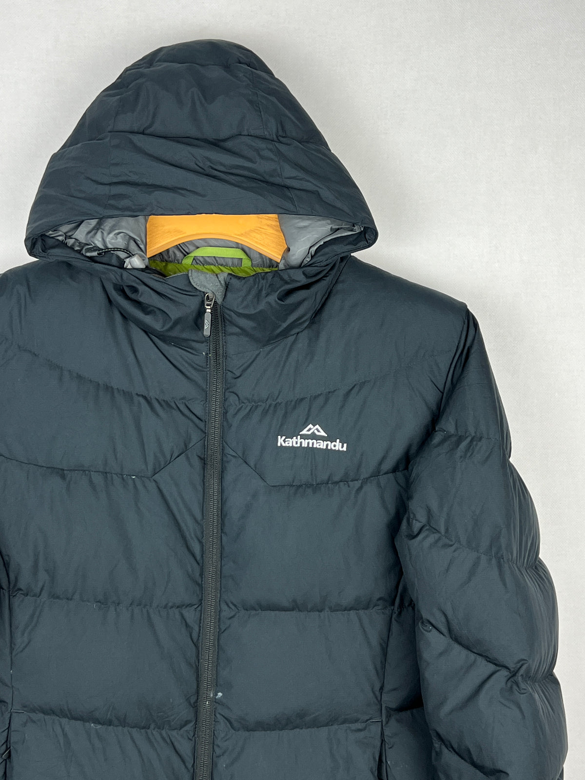 Kathmandu Pertex 550 Fill Duck Down Hooded Jacket – Black & Lime Green