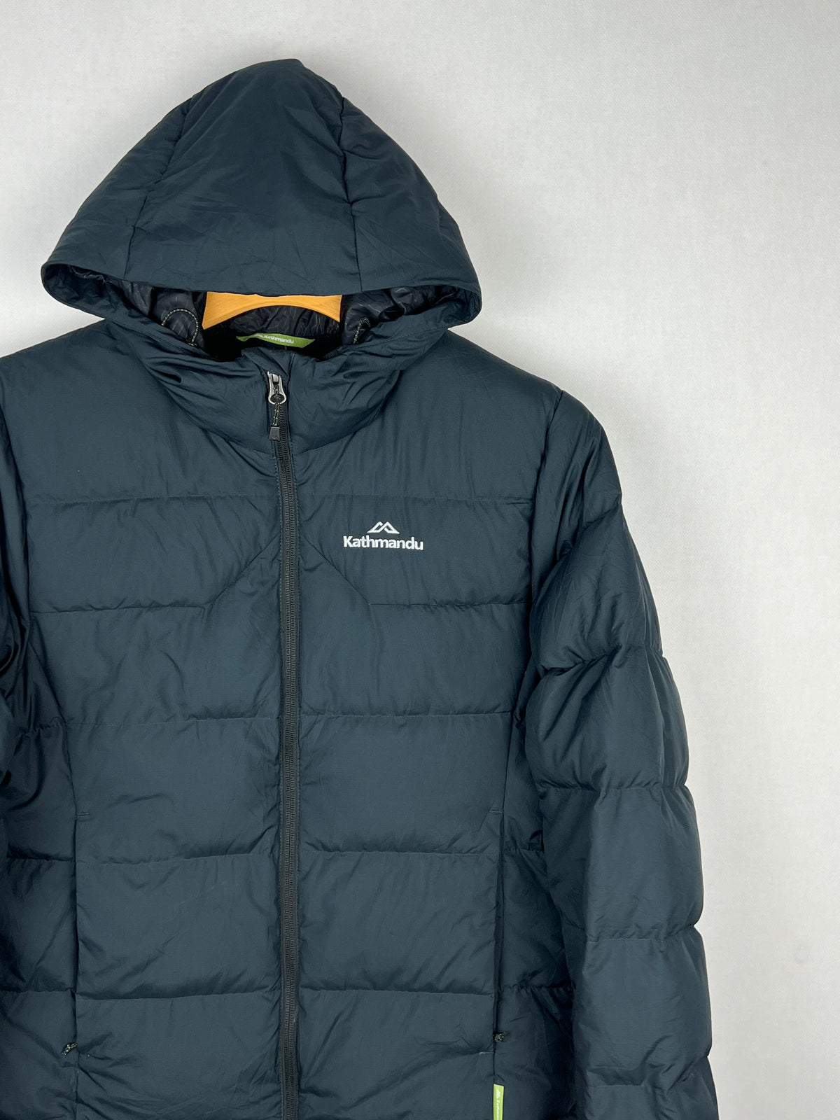 Kathmandu Hooded Down Puffer Jacket – Black & Lime Green