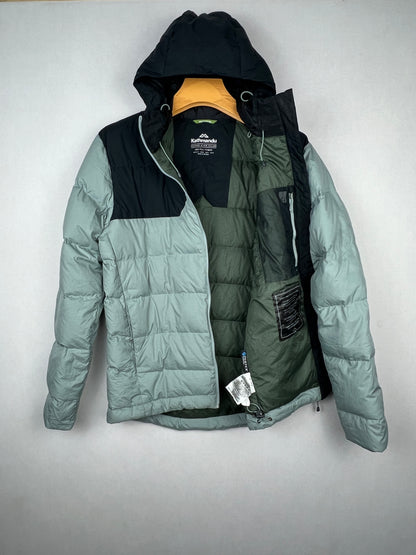 Kathmandu 600 Fill Pertex Hooded Down Jacket – Sage Green & Black