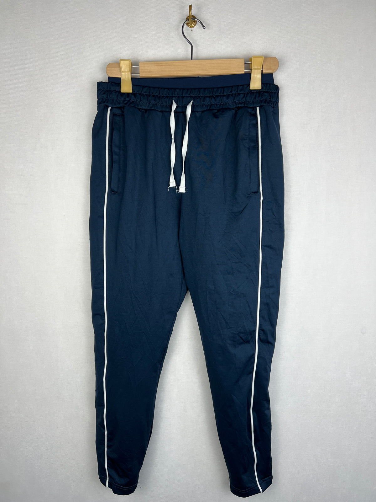 Gymshark Men's Navy Blue White Piped Training Track Pants