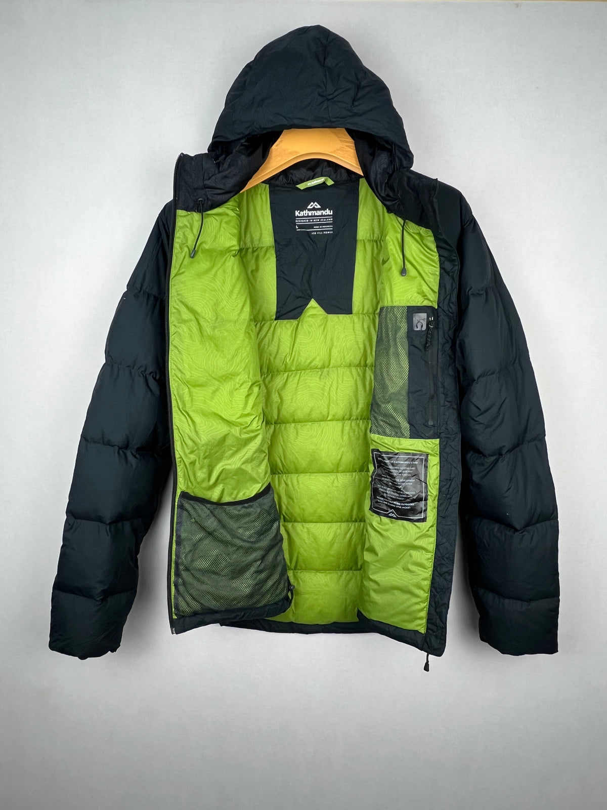 Kathmandu Epiq Pertex Quantum 600 Fill Hooded Down Jacket – Black & Lime Green