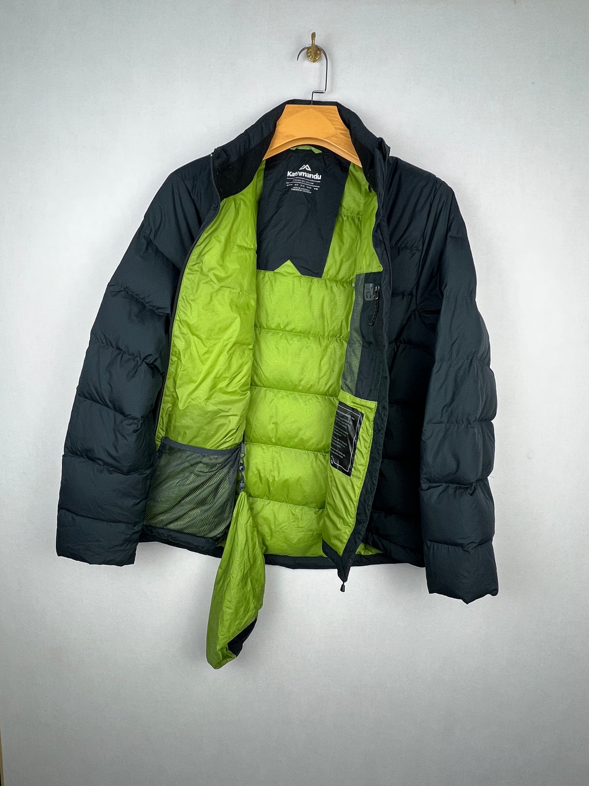 Kathmandu Down Puffer Jacket – Black & Lime Green