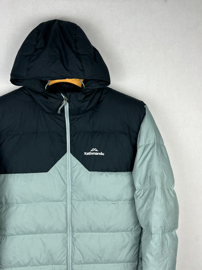 Kathmandu 600 Fill Pertex Hooded Down Jacket – Sage Green & Black
