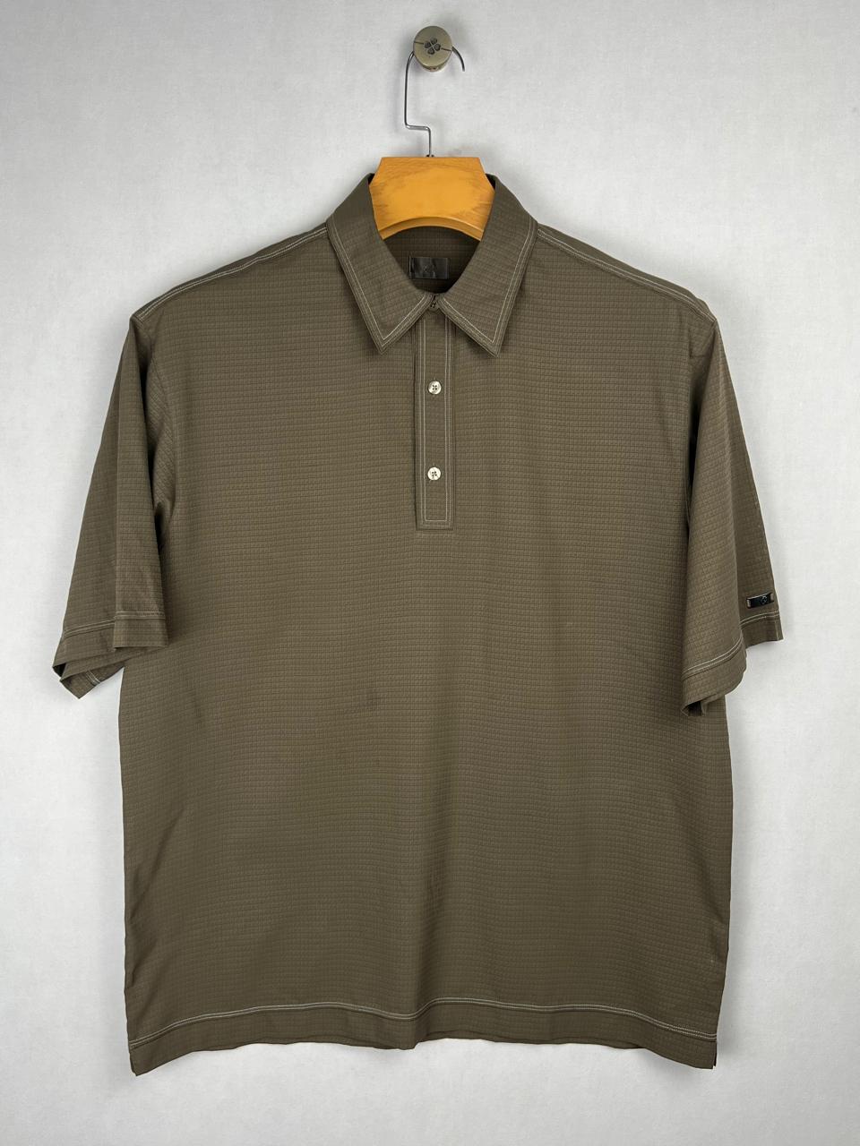 Olive Green Textured Polo Shirt
