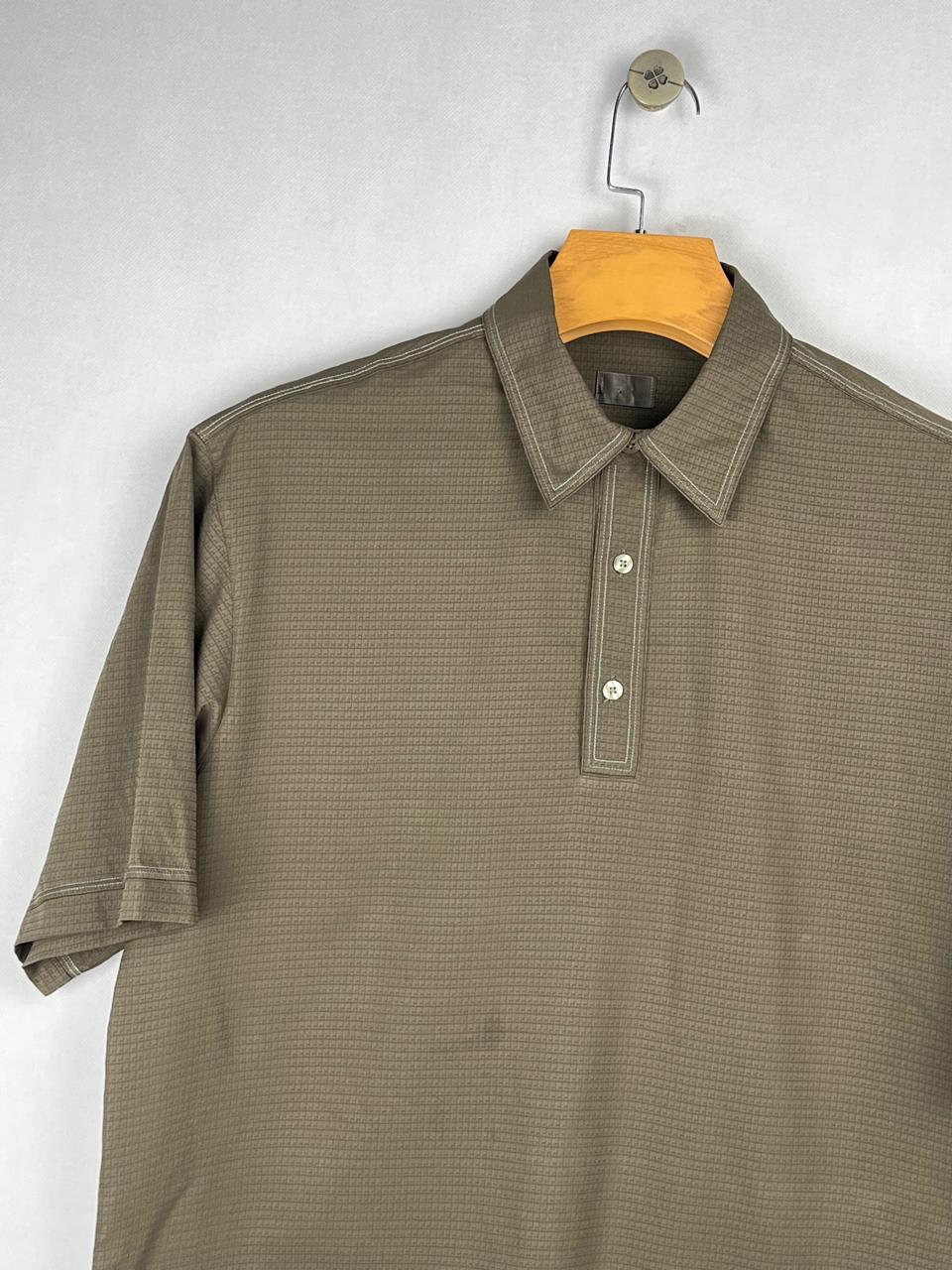 Olive Green Textured Polo Shirt