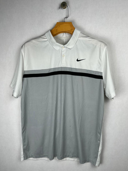 Nike Dri-Fit White Grey Colorblock Polo