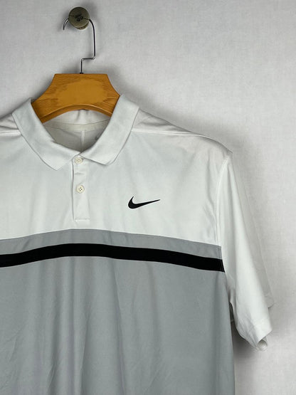Nike Dri-Fit White Grey Colorblock Polo