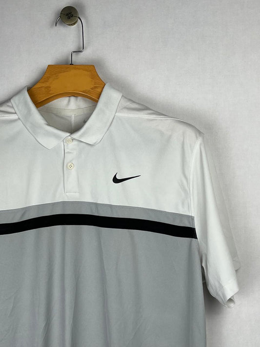 Nike Dri-Fit White Grey Colorblock Polo