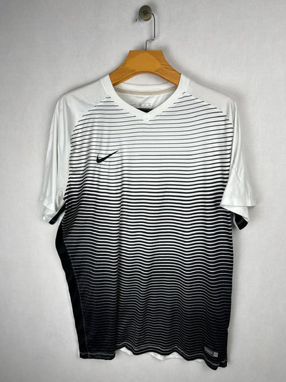 Nike Dri-Fit White Black Striped Training Tee