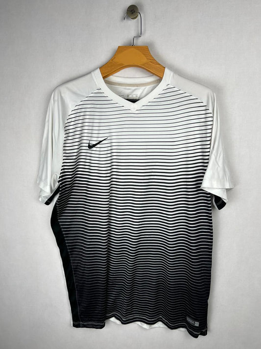Nike Dri-Fit White Black Striped Training Tee