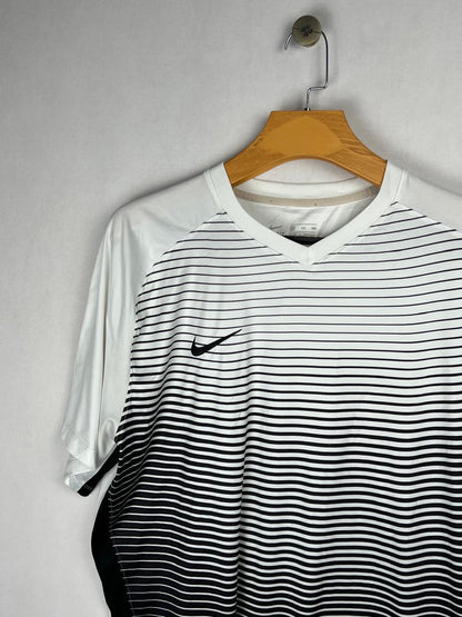 Nike Dri-Fit White Black Striped Training Tee