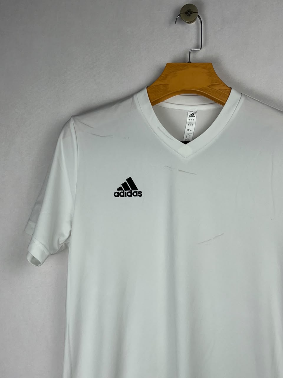 Adidas White Men's V-Neck T-Shirt