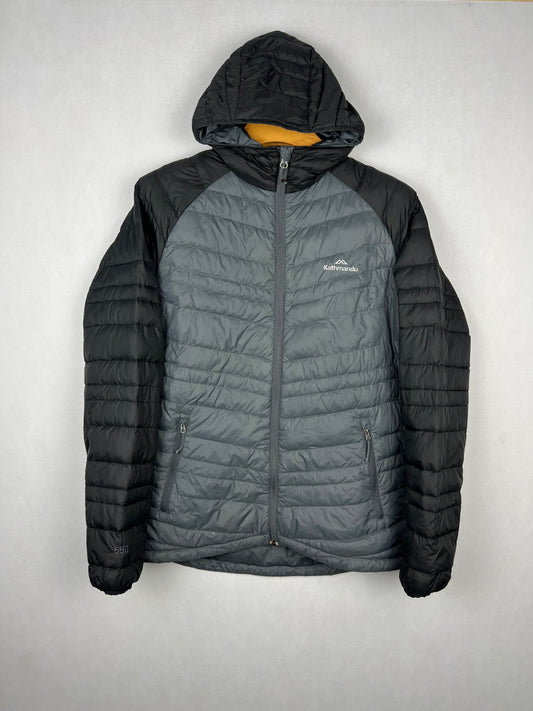 Kathmandu 550 Fill Duck Down Hooded Jacket – Grey & Black