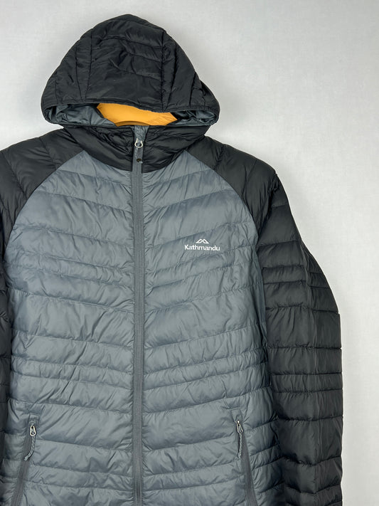 Kathmandu 550 Fill Duck Down Hooded Jacket – Grey & Black