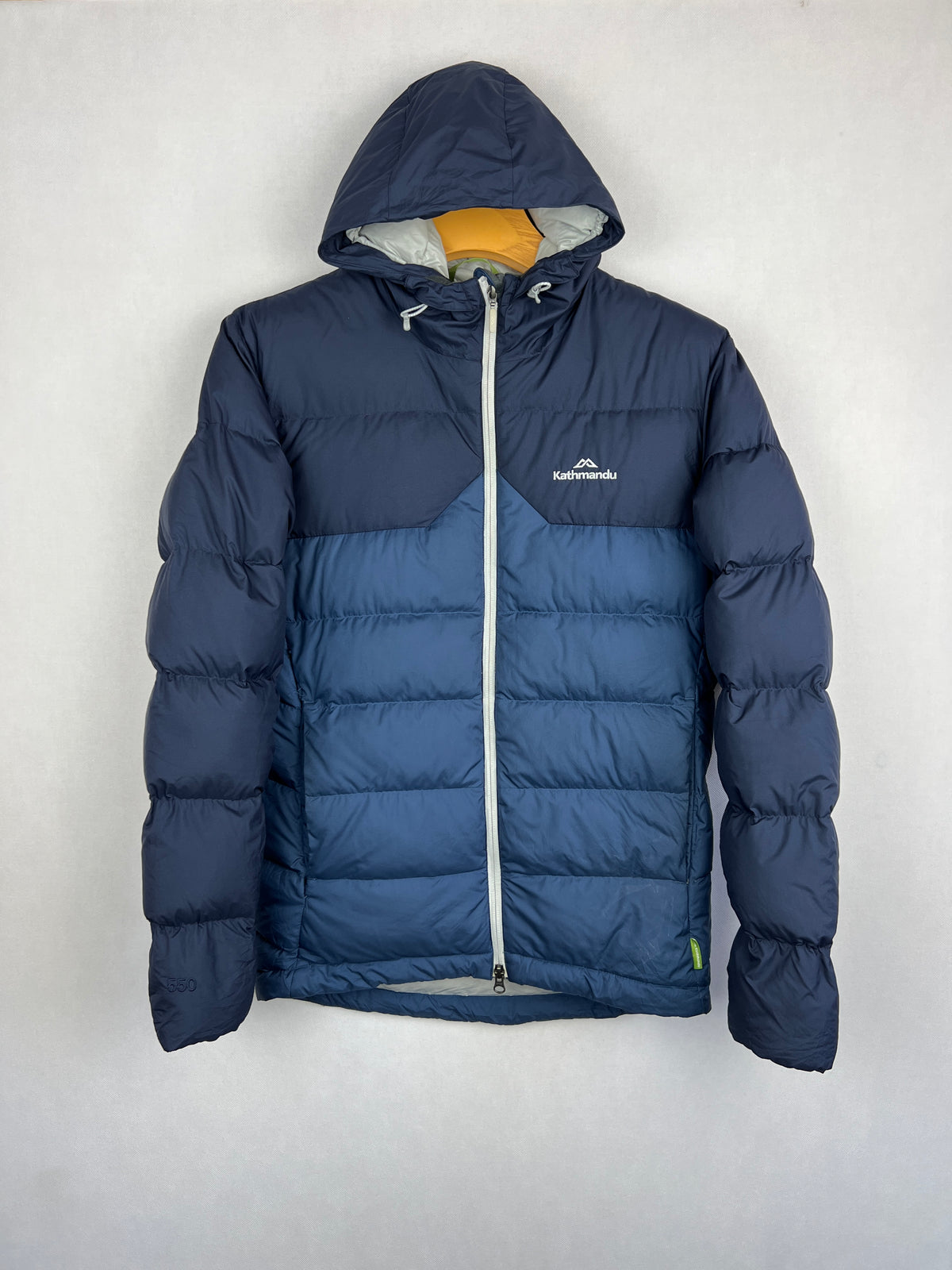 Kathmandu Pertex 550 Fill Duck Down Hooded Jacket – Navy Blue & Grey