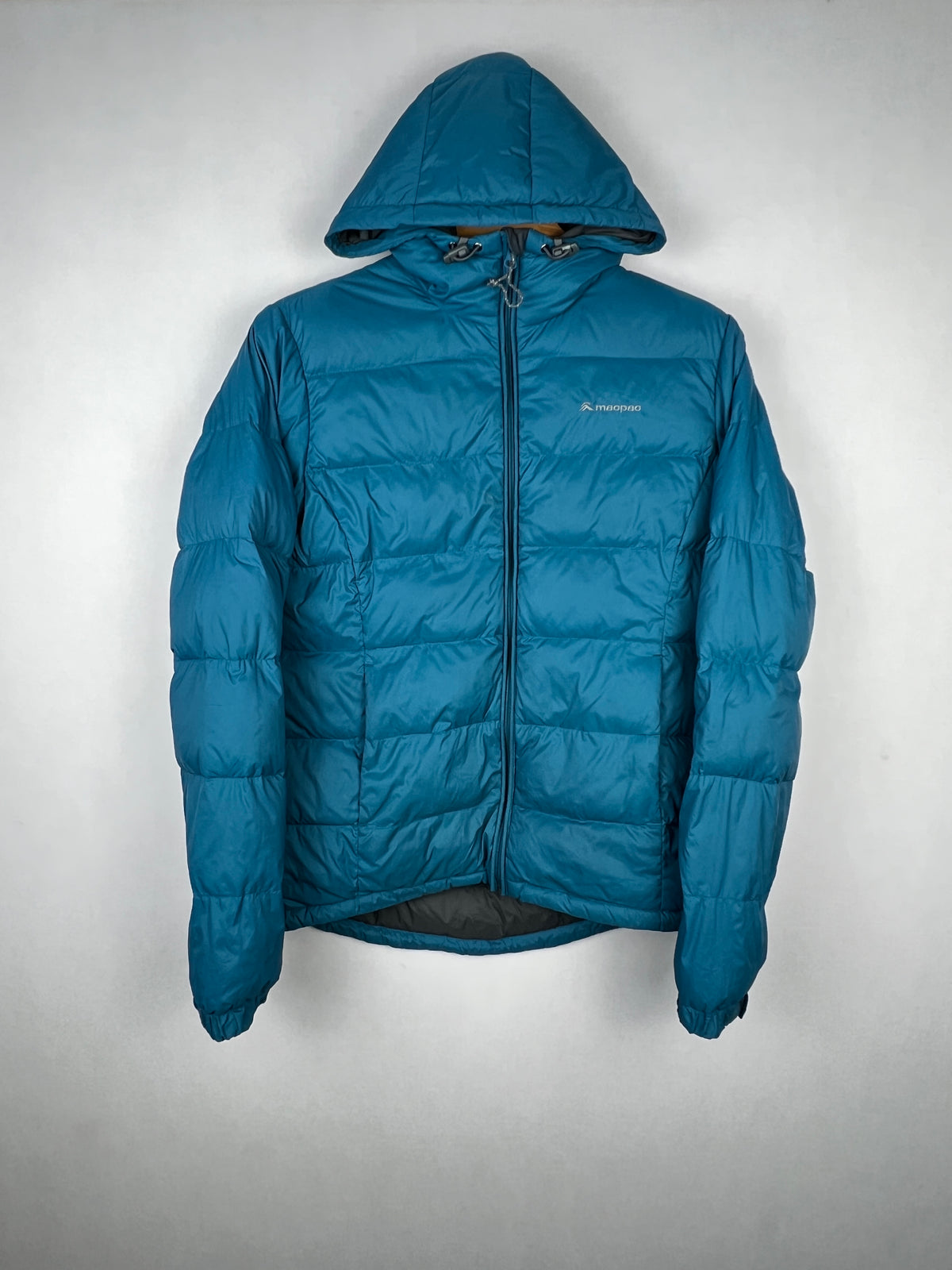 Macpac Halo Hooded Duck Down Jacket – Teal Blue & Grey