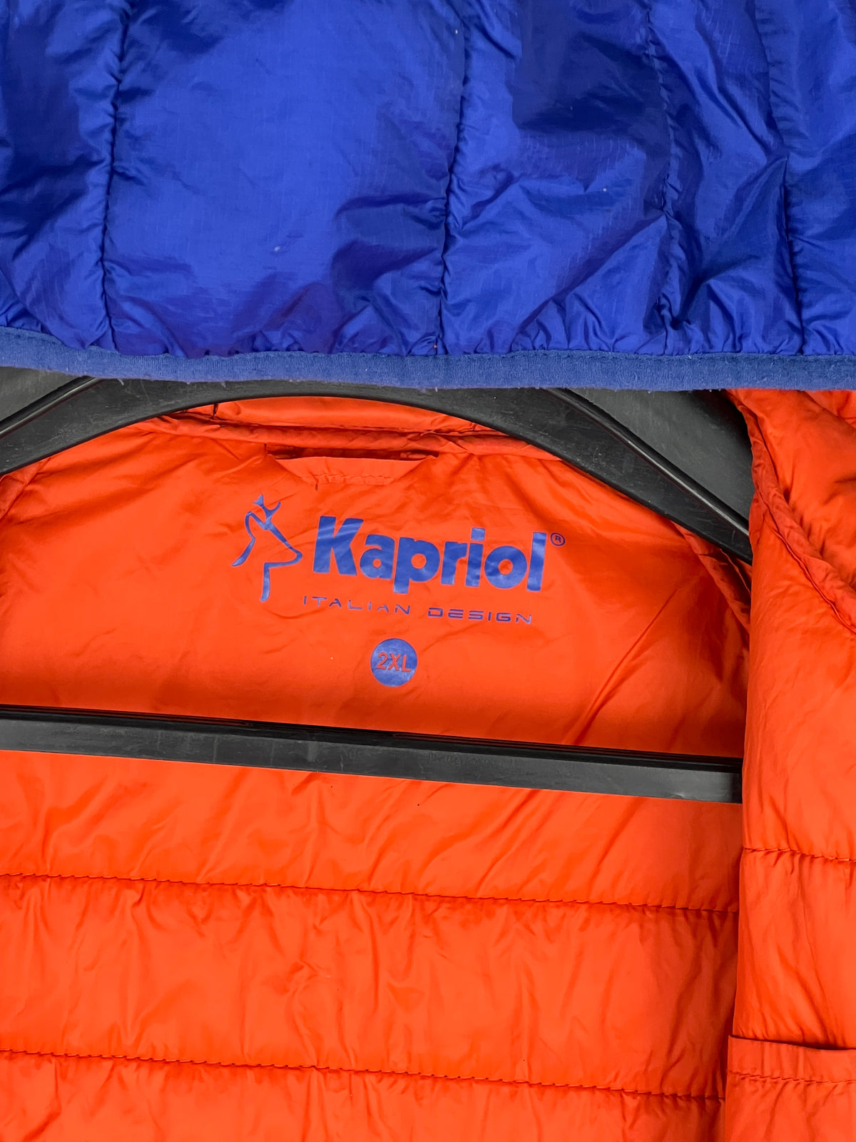 Kapriol Hooded Puffer Jacket – Royal Blue/Orange