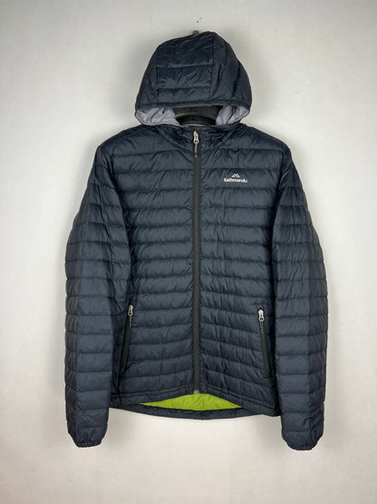 Kathmandu 550 Fill Duck Down Hooded Puffer Jacket – Black & Lime Green