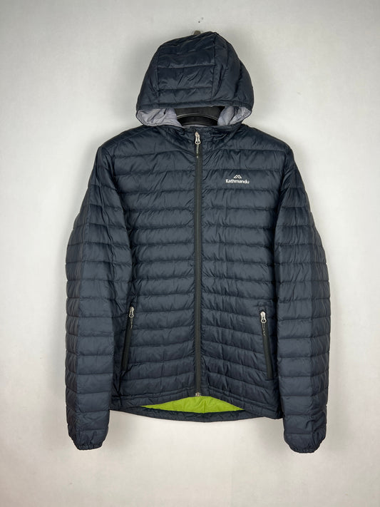 Kathmandu 550 Fill Duck Down Hooded Puffer Jacket – Black & Lime Green