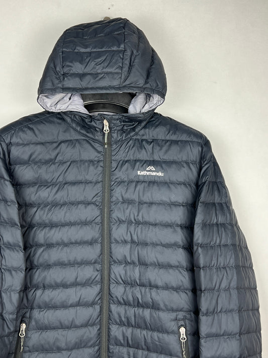 Kathmandu 550 Fill Duck Down Hooded Puffer Jacket – Black & Lime Green