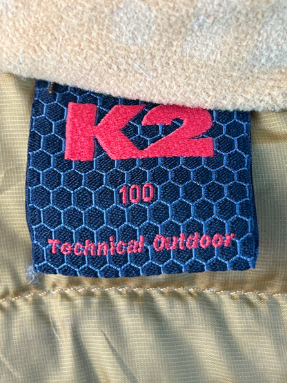 K2 Technical Outdoor Down Puffer Jacket – Mustard Geometric Print