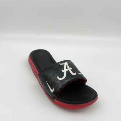 Alabama "A" logo footwear, athletic shower slides, Nike Solarsoft 2