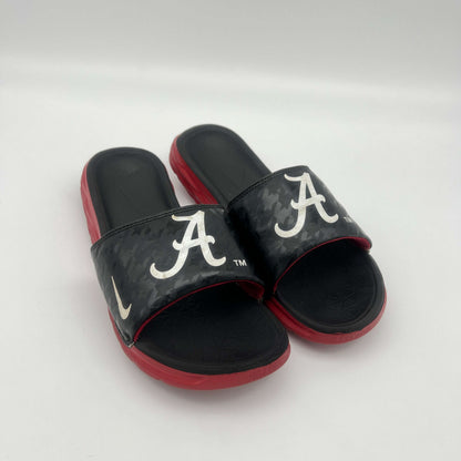 Alabama "A" logo footwear, athletic shower slides, Nike Solarsoft 2