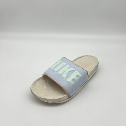 Nike Offcourt slide sandal with light blue strap and pale ivory foam sole