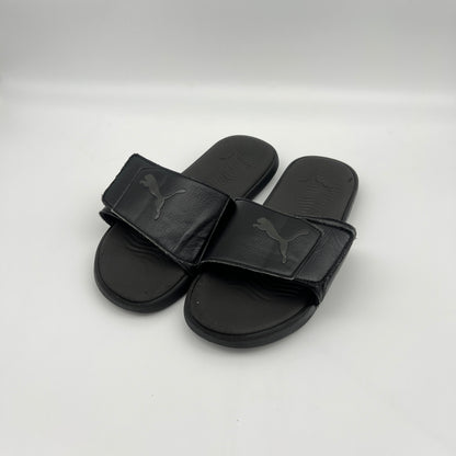 Black Puma slides on a white background