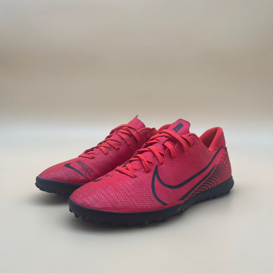 Nike Mercurial Vapor 13 Club TF soccer shoes in laser crimson red and black with turf outsole