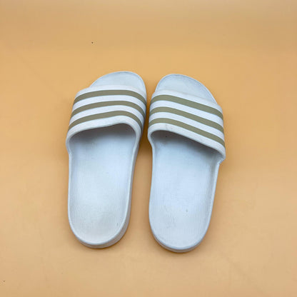 Adidas Adilette Aqua Slides - White/Metallic Gold
