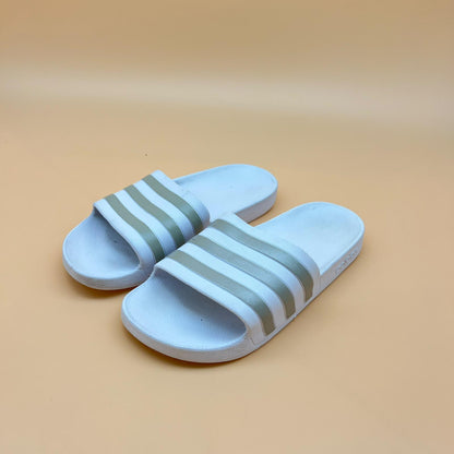 Adidas Adilette Aqua Slides - White/Metallic Gold