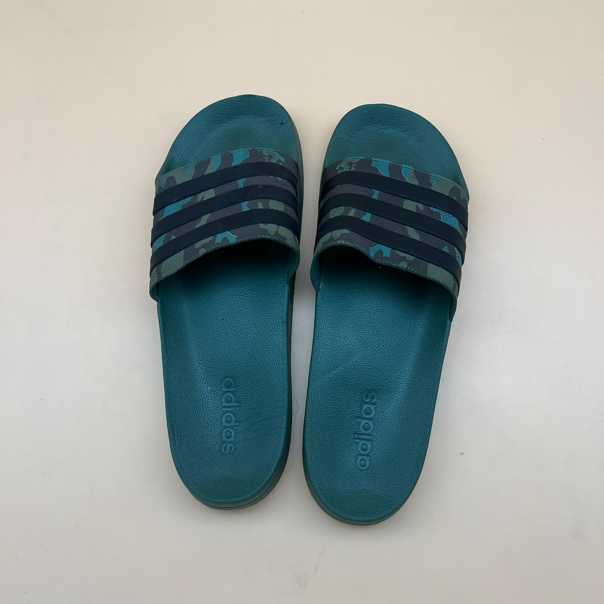 Adidas Adilette Comfort Camo Slides - Teal