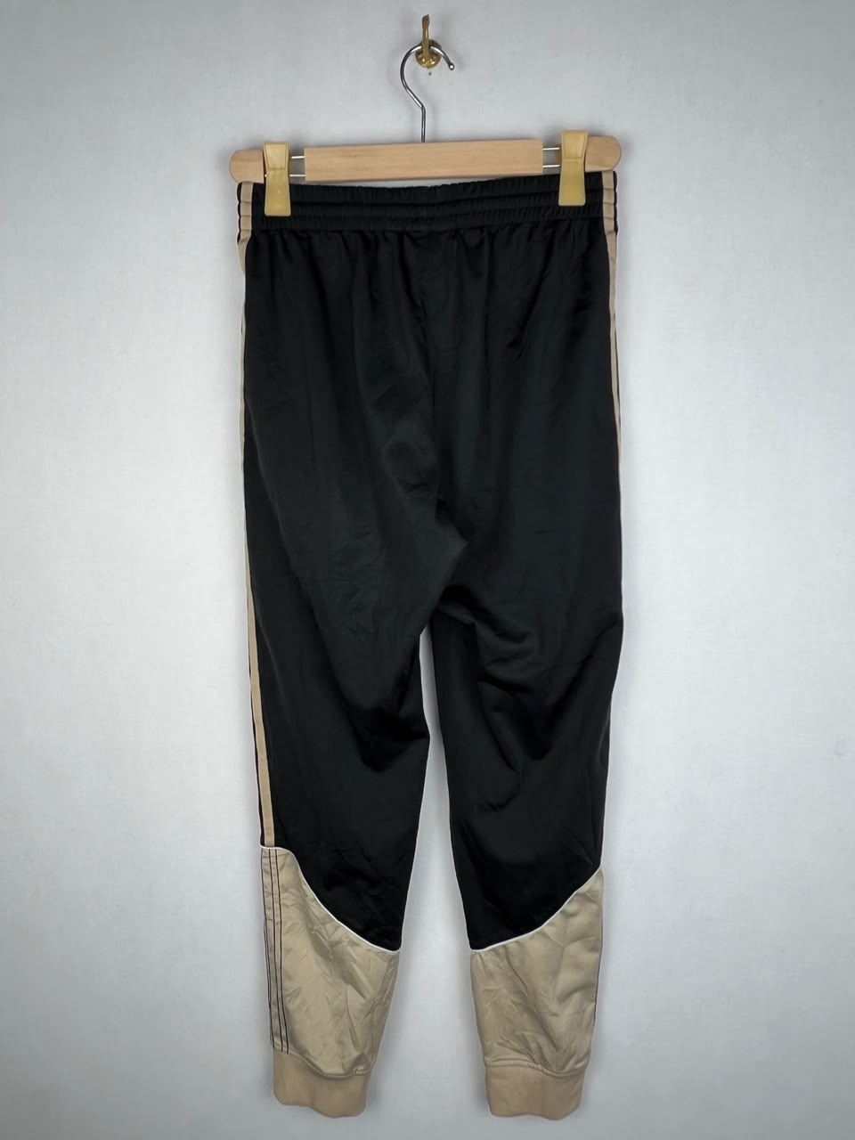 Adidas Originals Men's Black Beige 3-Stripes Colorblock Cuffed Track Pants