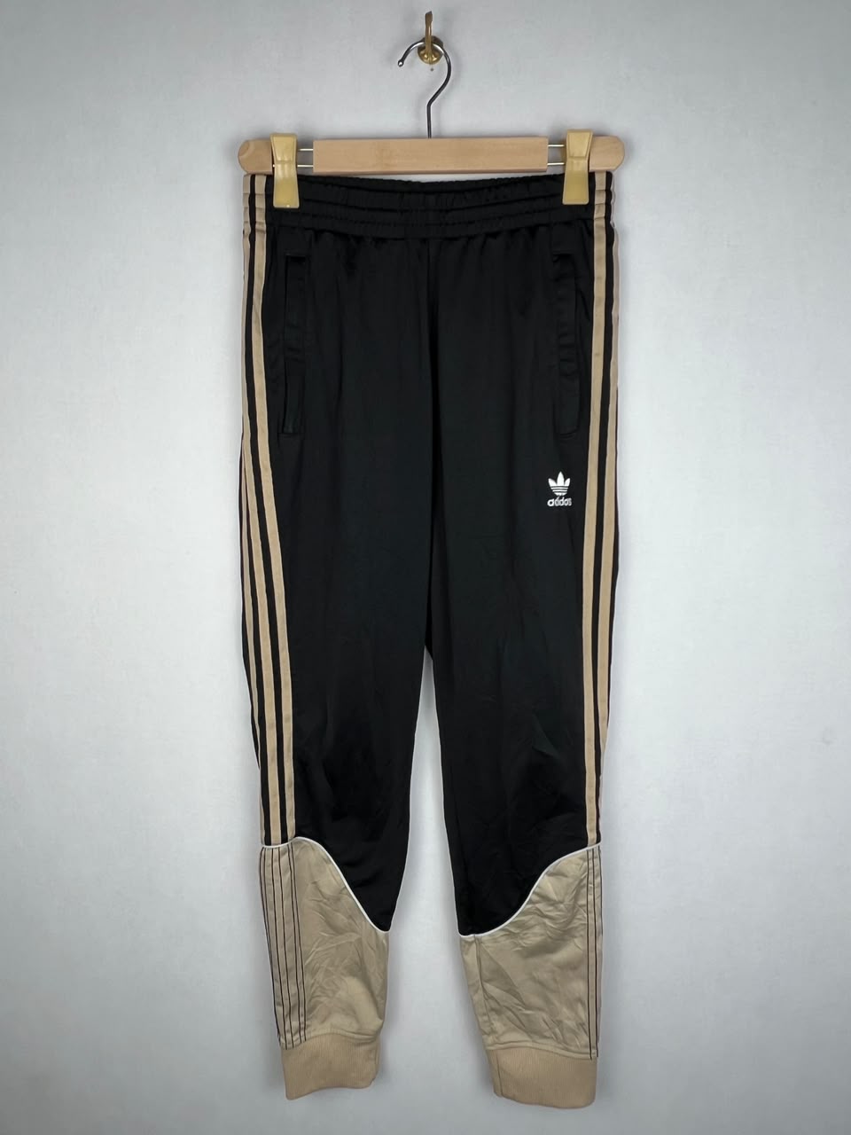 Adidas Originals Men's Black Beige 3-Stripes Colorblock Cuffed Track Pants