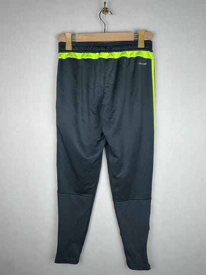 Adidas Real Madrid Men's Dark Grey Solar Yellow 3-Stripes Training Track Pants