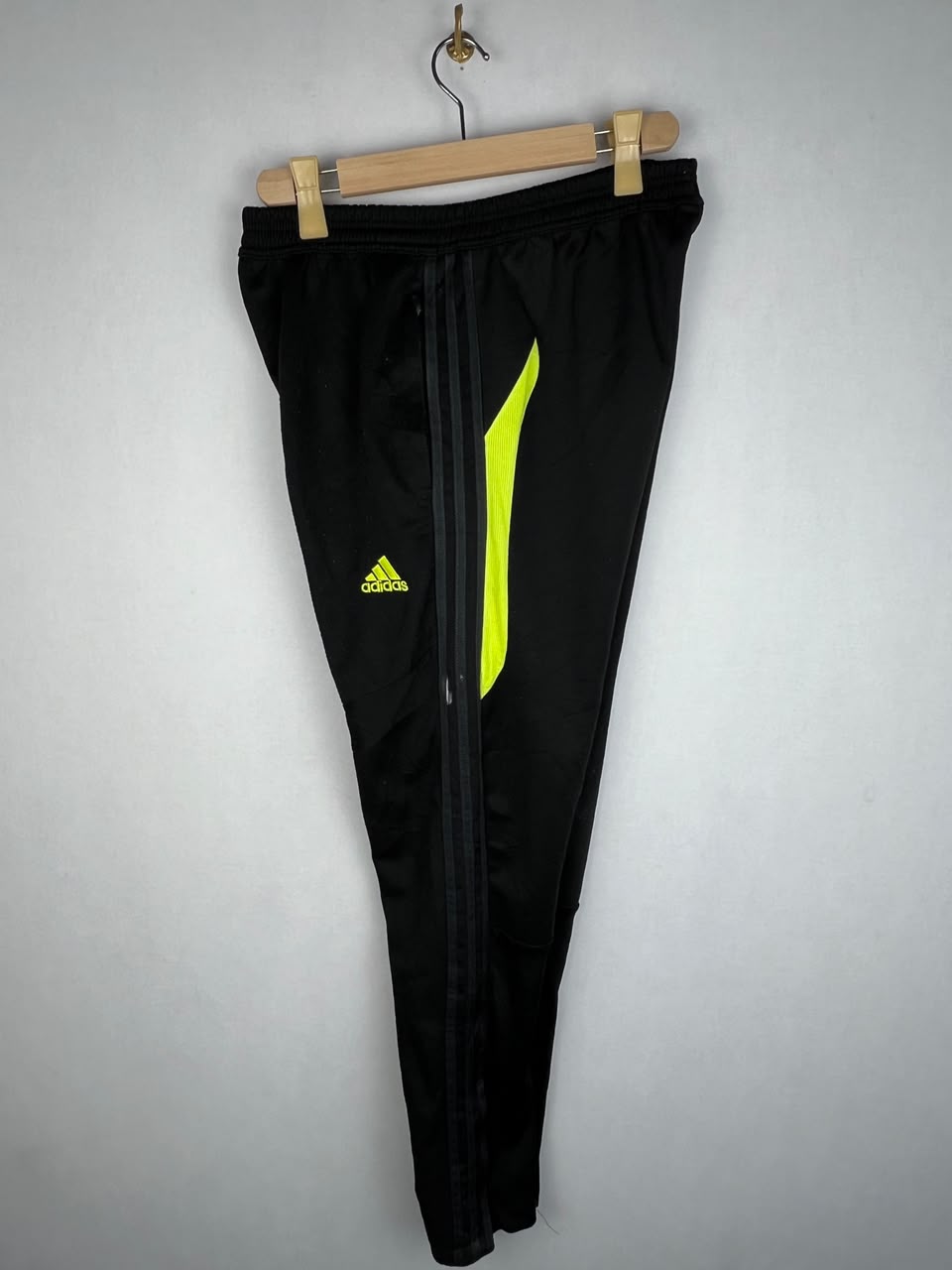 Adidas Men's Black Solar Yellow Panel 3-Stripes Training Track Pants