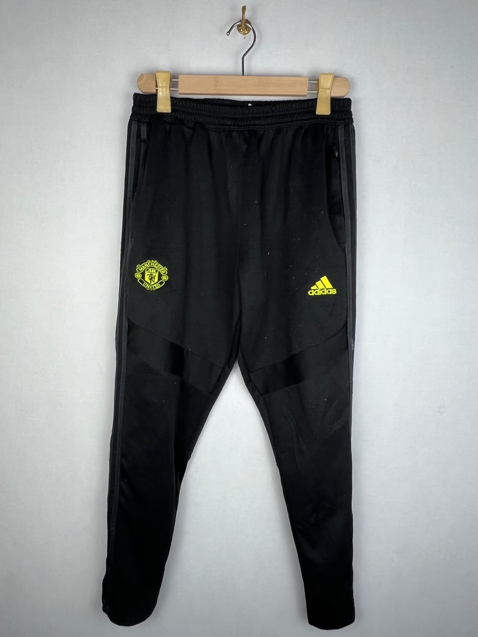 Adidas Men's Black Solar Yellow Panel 3-Stripes Training Track Pants