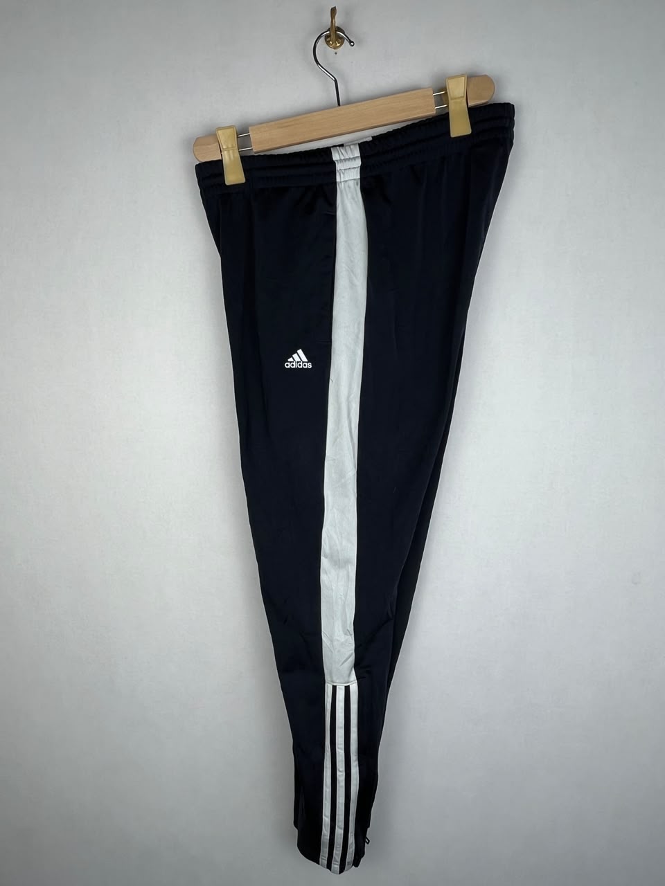 Adidas Black White Wide Panel 3-Stripes Track Pants