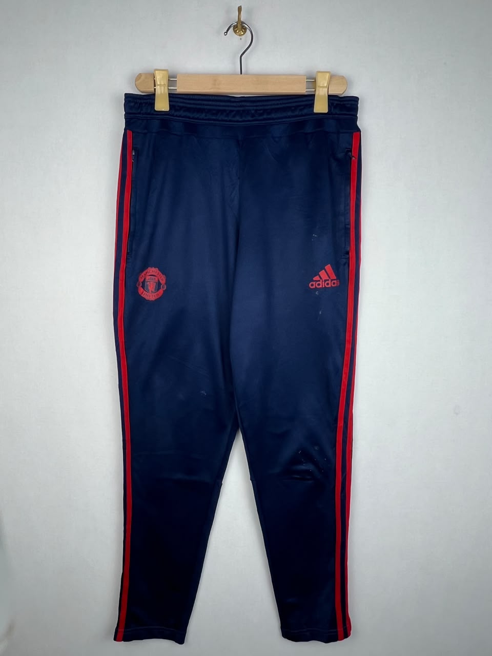 Adidas Manchester United Men's Navy Blue Red 3-Stripes Training Track Pants