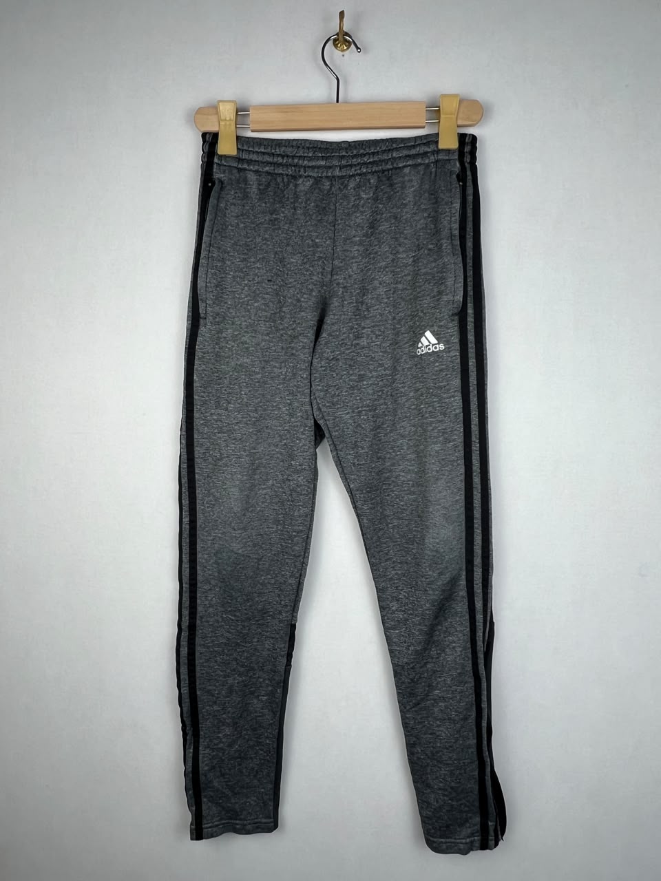 Adidas Dark Grey Heather Black 3-Stripes Training Track Pants