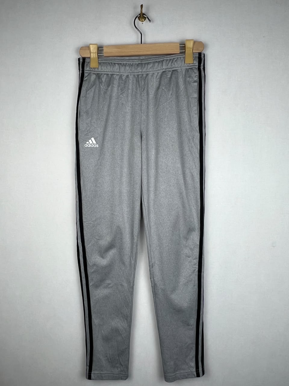 Adidas Grey Heather Black 3-Stripes Training Track Pants