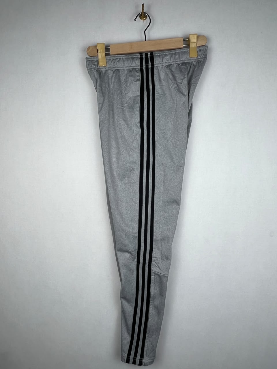Adidas Grey Heather Black 3-Stripes Training Track Pants