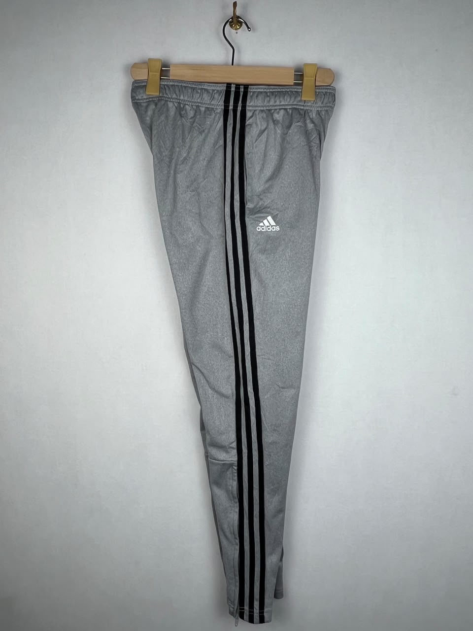 Adidas Grey Heather Black 3-Stripes Training Track Pants