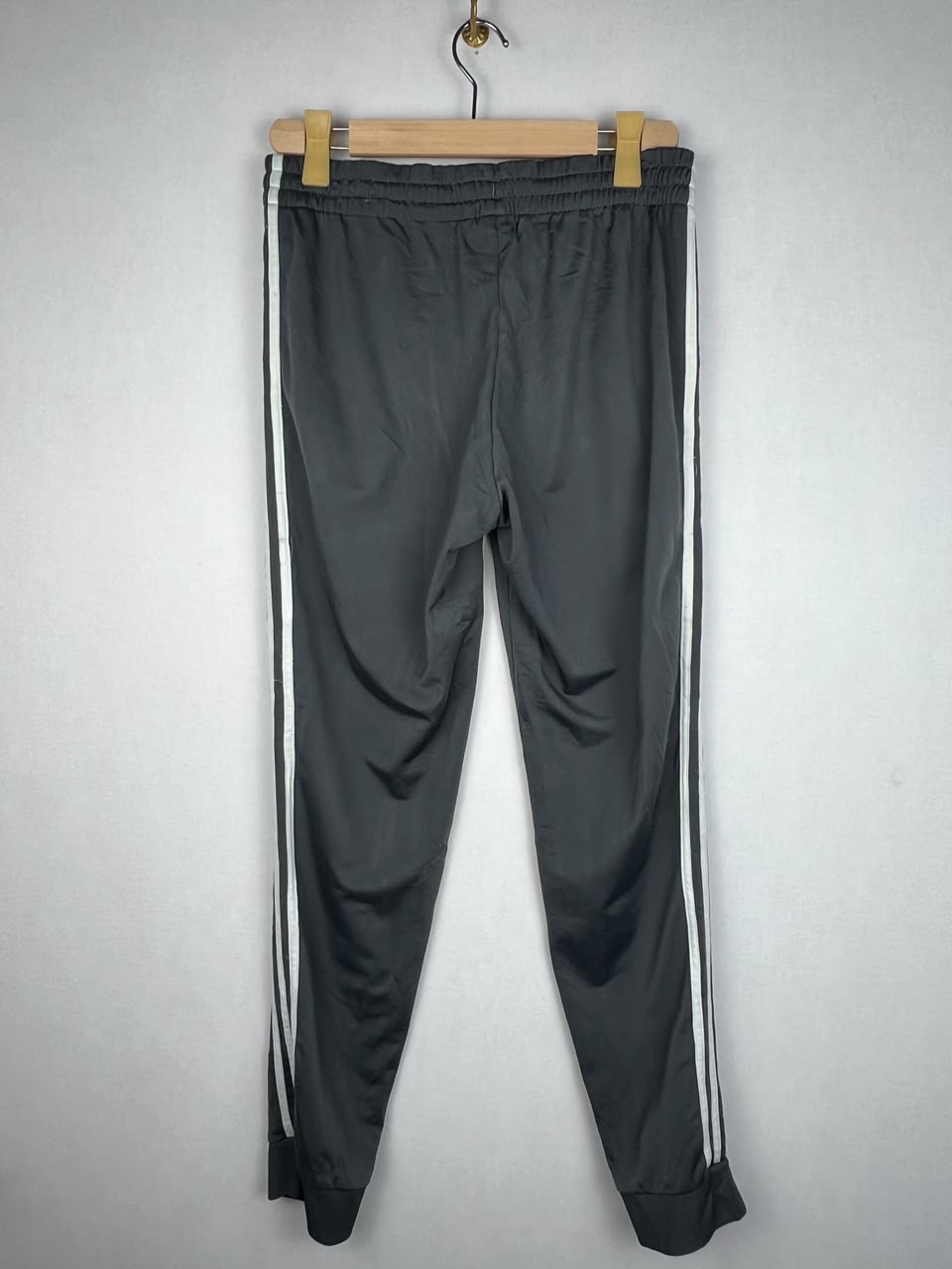 Adidas Dark Grey White 3-Stripes Cuffed Jogger Track Pants