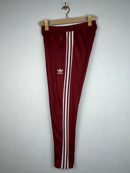 Adidas Originals Beckenbauer Men's Maroon White 3-Stripes Track Pants