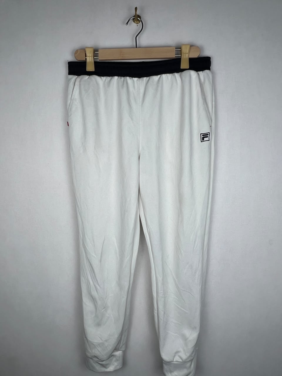 Fila Men's White Black Cuffed Jogger Track Pants