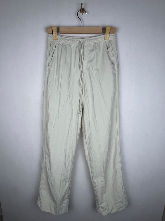 Zara Cream Nylon Drawstring Straight Leg Trousers